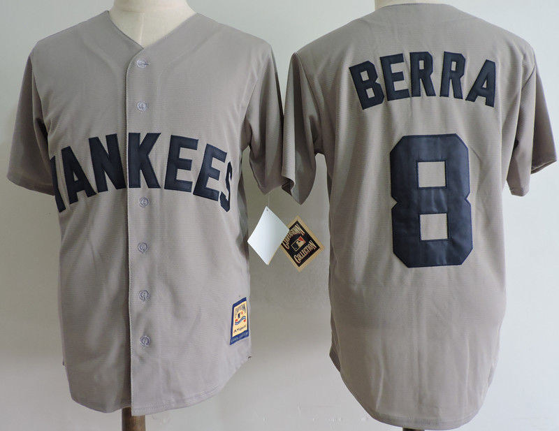 Yankees 8 Yogi Berra Gray Cooperstown Collection Jersey