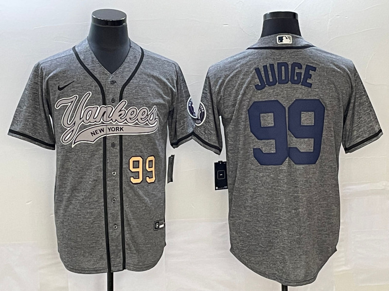 Yankees 99 Aaron Judge Number Gray Gridiron Cool Base Jersey