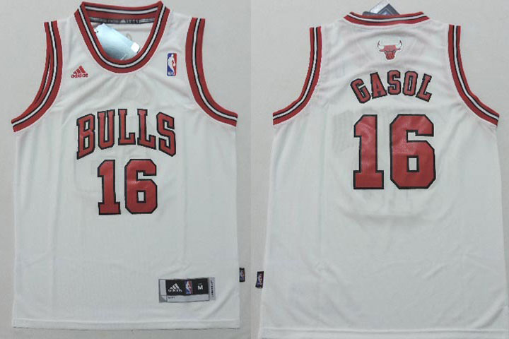 Youth  NBA Chicago Bulls 16 Pau Gasol New Revolution 30 Swingman Home White Youth Jersey