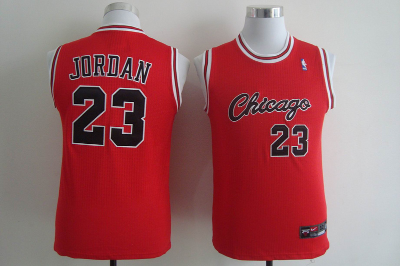 Youth  NBA Chicago Bulls 23 Michael Jordan Black Red  Kids Jerseys