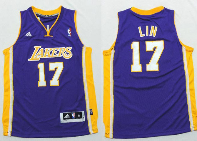 Youth  NBA Los Angeles Lakers 17 Jeremy Lin New Revolution 30 Swingman Purple Youth Jersey