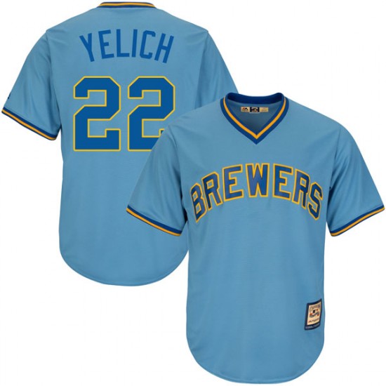 Youth Majestic Christian Yelich Milwaukee Brewers Player Light Blue Cool Base Alternate Cooperstown Jersey