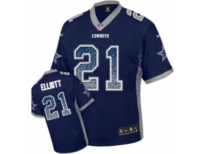 Youth  Dallas Cowboys 21 Ezekiel Elliott Elite Navy Blue Drift Fashion NFL Jersey