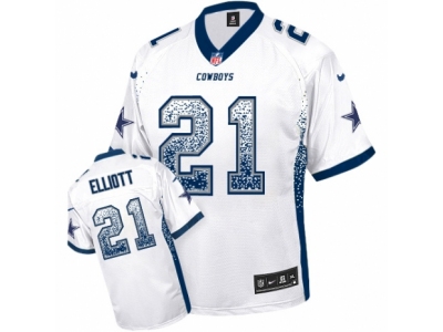 Youth  Dallas Cowboys 21 Ezekiel Elliott Elite White Drift Fashion NFL Jersey
