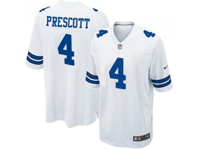 Youth  Dallas Cowboys 4 Dak Prescott White Stitched NFL Elite Jersey