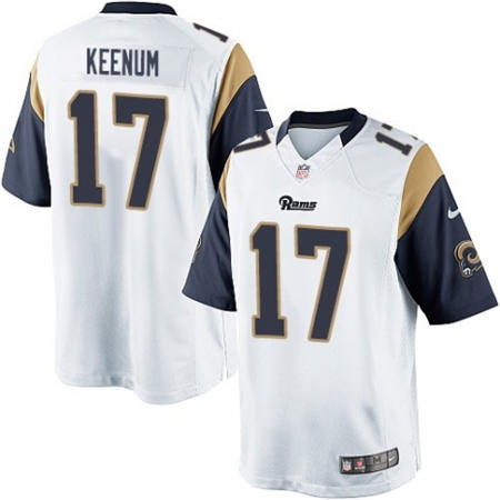 Youth  Los Angeles Rams 17 Case Keenum White Stitched NFL Jersey