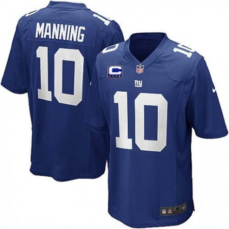 Youth  New York Giants 10 Eli Manning Royal Blue Team Color C Patch Stitched NFL Jersey