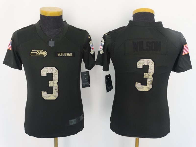 Youth  Seattle Seahawks 3 Russell Wilson Limited Black 2016 Salute to Service NFL Jersey