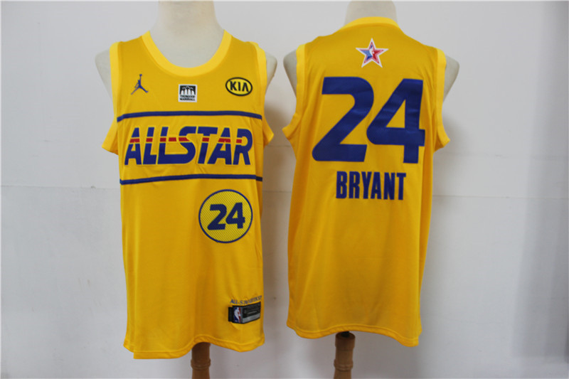 lakers 24 Kobe Bryant 2021 All Star Game Yellow Swingman Jersey