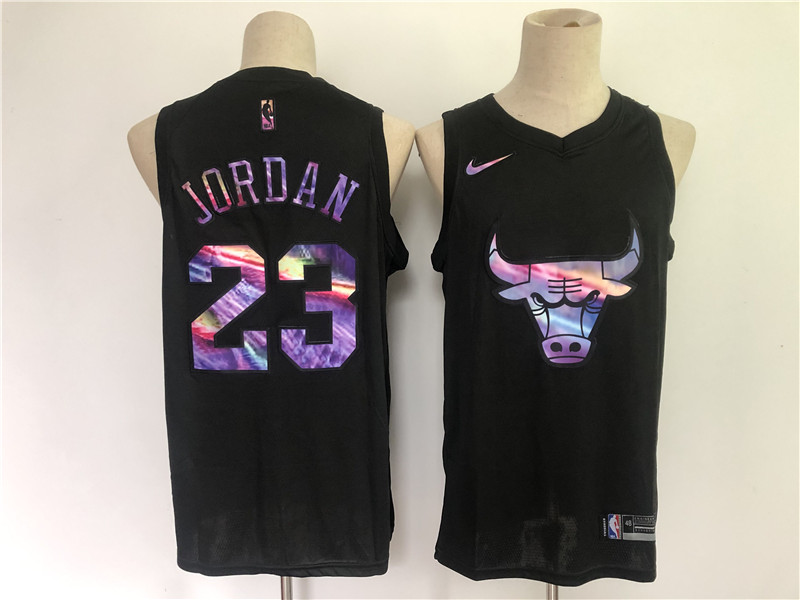 michael jordan bulls black iridescent holographic limited edition jersey